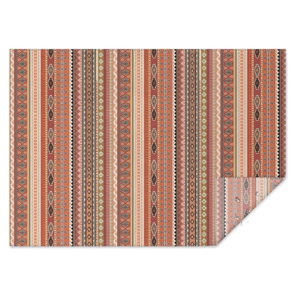 Brown Geometric Striped Pattern Rectangle Tablecloth 60"x84",Waterproof Polyester Rectangle Table Cloth, Wipeable Spillproof Polyester Tablecloth for Dining, Camping, Indoor and Outdoor