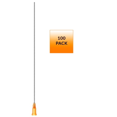 100 Pack of Blunt Tip Lure Lock Dispensing Fill, Industrial/Arts and Crafts Needles, 15 Gauge - Amber, 5" / 12.7cm