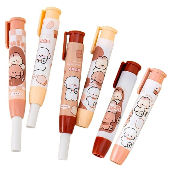 6Pcs Cute Retractable Erasers Pen Cute Pencil Eraser Cartoon Rubber Eraser Easter Eggs Fillers for Writing Drawing