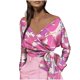 thumbnail image 1 of Camisa irregular elegante para mujer Impreso con cuello en V Manga larga Vendaje Blusa Túnica Arco Tops Fridja czfsfas3975, 1 of 5