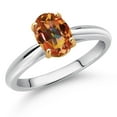 thumbnail image 2 of Gem Stone King 10K White and Yellow Gold Ecstasy Mystic Topaz Solitaire Engagement Ring for Women (1.50 Cttw, Oval 8X6MM, Gemstone Birthstone, Available in Size 5, 6, 7, 8, 9), 2 of 4