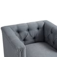 thumbnail image 6 of Mid Century Linen Fabric Accent Barrel Chair with Tufted Back and Arm, Upholstered Single Sofa Chair with Metal Frame and Legs, Square Lounge Club Armchair Reading Chair with Nailhead Trim, Grey, 6 of 9