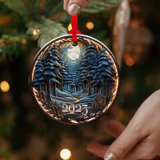 Teissuly Christmas Acrylic Pendant Concave Textured Round Pendant Decoration Teissuly WER202312140677