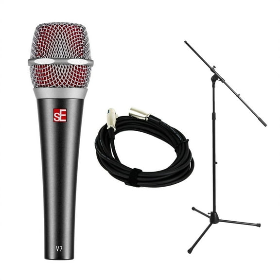 sE Electronics V7 Microphone w/ Mic Stand & 20-foot XLR Cable Bundle