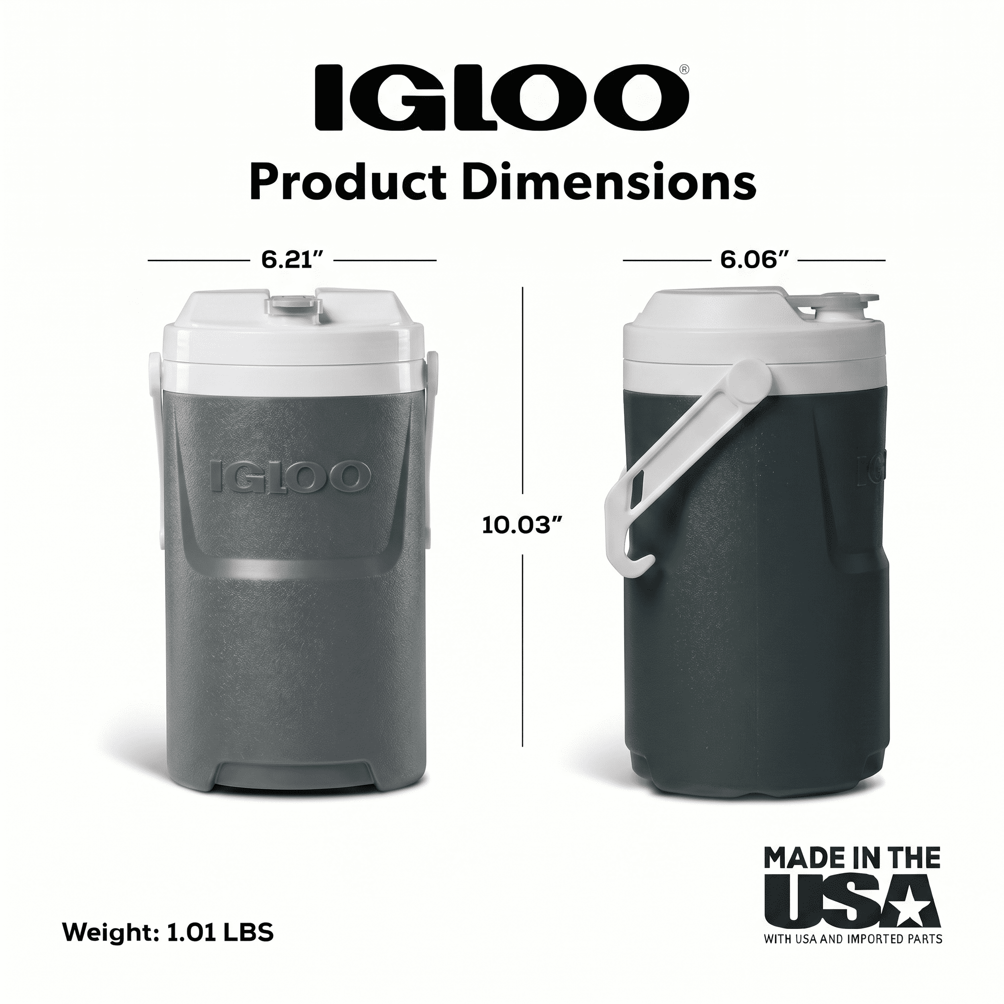 Igloo 1/2 Gallon Sports Beverage Plastic Jug with Hooks, Gray