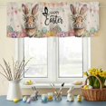 thumbnail image 6 of Valances for Windows Easter Rabbit Colorful Egg Rod Pocket Short Curtain for Bathroom Living Room Bedroom Spring Flower Retro Linen Texture 1 Panel 54x18in, 6 of 9