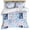 Blue, variant on 3 Piece Pink Floral Blue Duvet Cover Set Queen Size,Microfiber Comforter/Quilt Cover with Corner Ties and 2 Pillowcases,Farmhouse Botanical Vintage Leaves All Season Soft Bedding with Zipper Closure