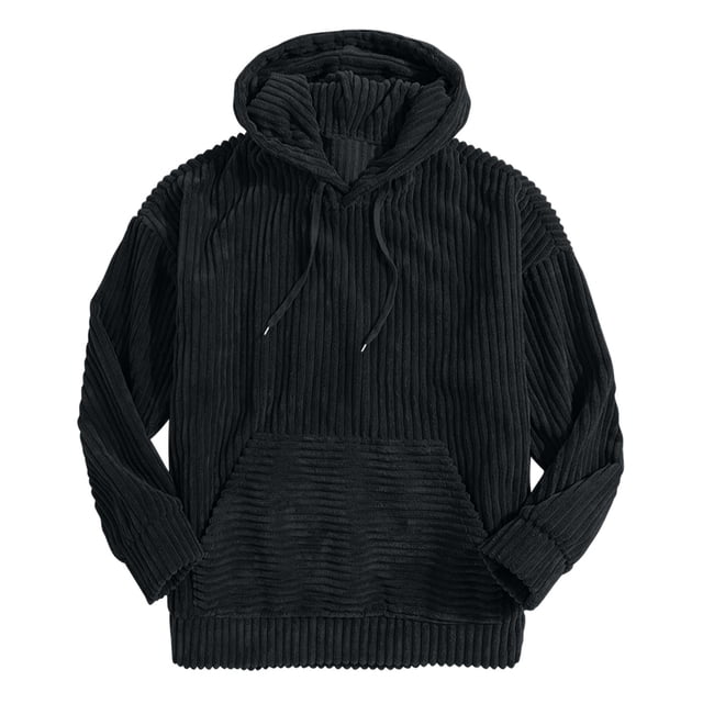 Birdeem Mens Hooded Sweatshirts Pullovermens Fall and Winter Solid Color Hooded Sweatshirt Fashion Loose Pullover