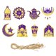 thumbnail image 3 of 8 piezas de adornos colgantes Eid para Ramadán, para bodas en el patio trasero violeta y oro, 3 of 7