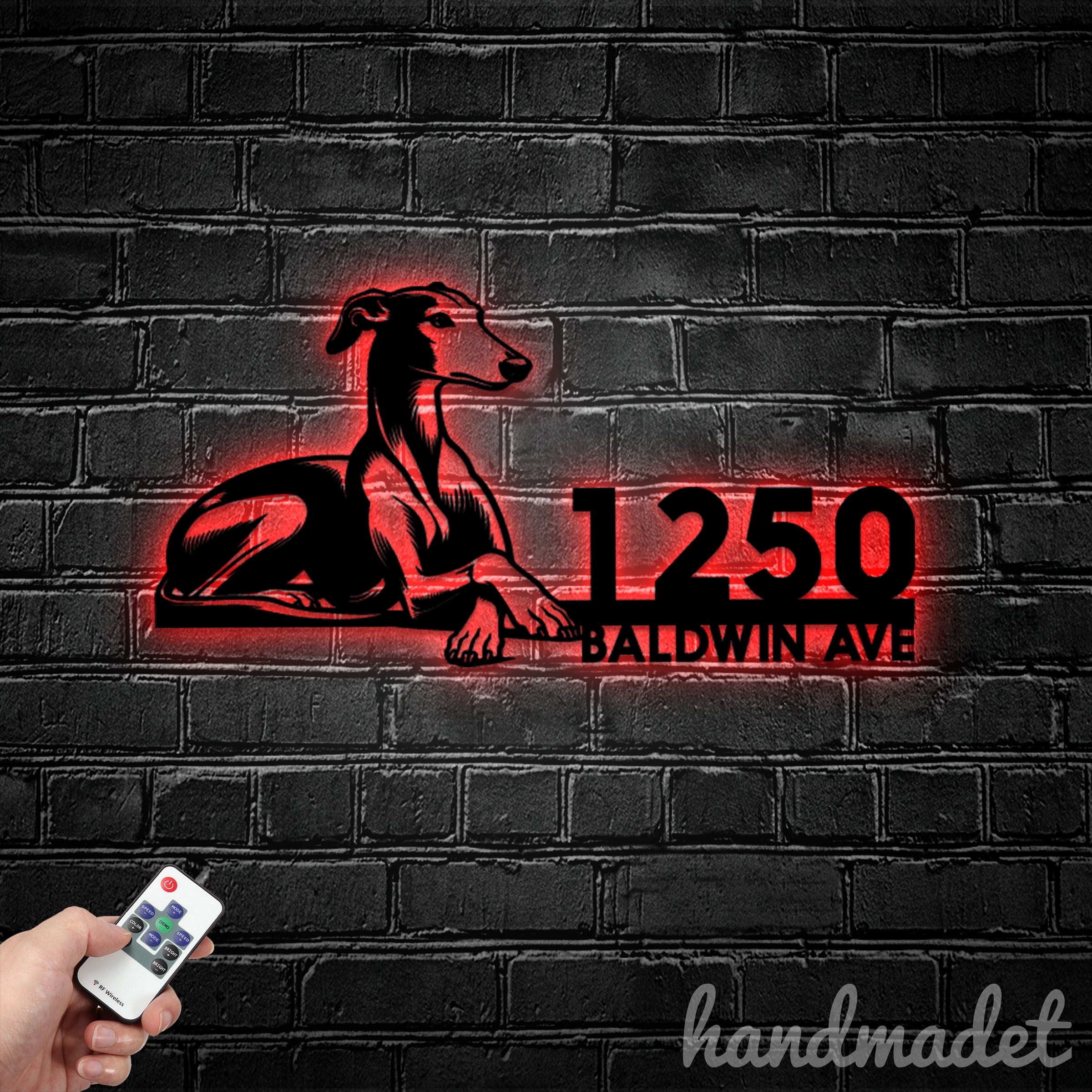 Handmadetneonsign Greyhound Dog Address House Number, Greyhound