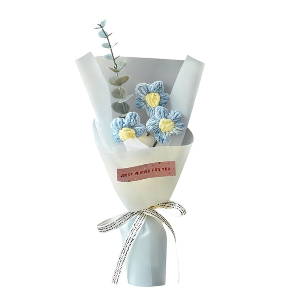 Luoshdecor Handmade Crochet Flower Bouquet,Knitted Bouquet Fake Daisy,Gift for Mother Wife Valentine's Day