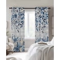 thumbnail image 3 of Ocean Blackout Curtains for Bedroom Living Room, Blue Beige Starfish Shells Leaves Flowers Grey Wooden 54 In Long Thermal Insulated Room Darkening Drapes Grommet Window Treatments, 42 x 54 In, 3 of 9