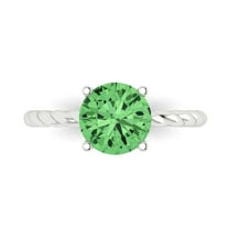 2 ct Round Cut Simulated Green Diamond Solitaire 18K White Gold Womens Engagement Ring