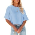 thumbnail image 4 of Dellytop Women Half Sleeve Drop Shoulder Solid Color Basic Crop Tops, 4 of 4
