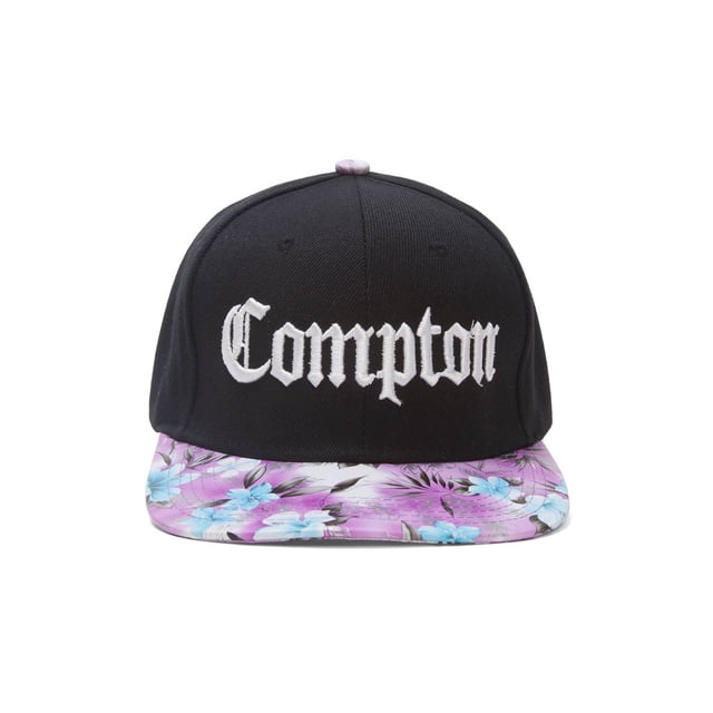 Compton Olde English Snapbacks Réglables - Noir/fleurs Lavande