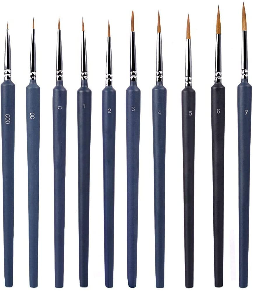 eZAKKA 10Pcs Painting Brush Set,  Detail Paint Brushes in art supplies Perfect for Kids, Students, Beginners, Artist