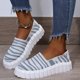 thumbnail image 5 of Calzado a rayas de suela gruesa informal y cómodo para mujer, zapatos individuales transpirables Wmkox8yii  FOPL2436, 5 of 8
