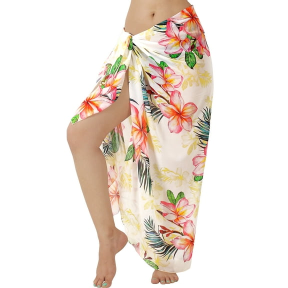 LA LEELA Women's Sheer Chiffon Bikini Wrap Bathing Suit Sarong Swimwear Cover ups Beach Wraps for Women Pareo One Size Multicolored, Floral