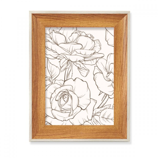 Dibujo de linea arte de dibujo de planta Escritorio Marco de fotos de madera Pantalla Imagen Arte Pintura Múltiples conjuntos
