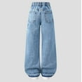 thumbnail image 6 of REDARER Girls' Star Embroidered Jeans - Stretchy Waist Wide Leg Denim Pants for Casual Wear,11-12 Years, 6 of 9