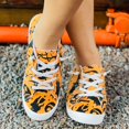 thumbnail image 6 of YLYL Halloween Sneakers for Women 2025 Fashion Pumpkin Skeleton Canvas Low Top Lace up Casual Walking Shoes, 6 of 8