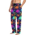 thumbnail image 4 of Men's Pajama Pants with Pockets Sleepwear Lounge Pants Stretch Casual Rainbow Neon Dinosaur, 4 of 6