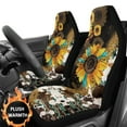 thumbnail image 4 of Garronmavis Aztec Sunflower Fluffy Car Seat Covers Car Front Seat Covers 2 Piece Elastic Seats Dust Cover Fits Most Cars SUV Sedans Trucks, 4 of 7