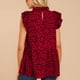 thumbnail image 5 of Guardurnaity Blusa con dobladillo plisado y estampado de puntos de leopardo para mujer Prendas para la parte del cuerpo Vino tinto METRO, 5 of 5