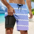 thumbnail image 3 of Men's Casual Beach Sports Plus Size Fashion Gradient Striped Double Layer Beach Pants, Compression Lined, 3 of 4