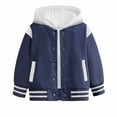 thumbnail image 2 of Boys Varsity Bomber Jacket Girls Baseball Collar Jackets Color Block Drop Shoulder Sweatshirt Lightweight Uniform Preppy Coat, 2 of 4