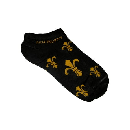 

Black Gold Fleur de Lis Woman s No Show Socks One Size New Orleans