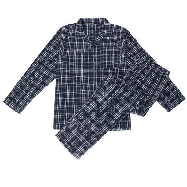 LANBAOSI Cotton Pajamas for Men Button Down Flannel Pajamas Mens Sleepwear  Plaid Pjs Set Warm Male Loungewear Nightwear Size L