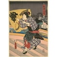 thumbnail image 3 of Utagawa Kunisada (Toyokuni III) 14x18 Black Modern Framed Museum Art Print Titled - Rainy Scene on a Bridge (Ame No to No Sue) (ca. 1849-1853), 3 of 5