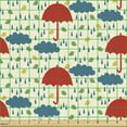 thumbnail image 2 of Rain Fabric by the Yard Upholstery, Autumn with Leaves Drops Clouds and Umbrellas, Decorative Fabric for DIY and Home Accents, Cream Multicolor by Ambesonne, 2 of 5