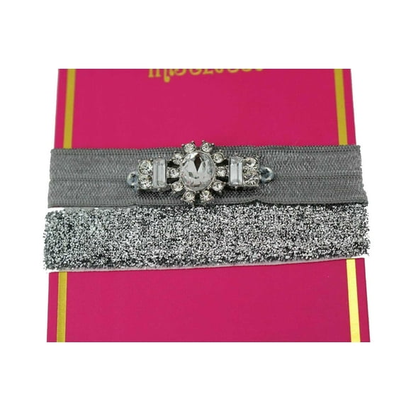 Macys Cravate Élastique Pailletée avec des Séjours de Pierre de Cristal sous le Gui (Argent/gris)