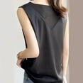 thumbnail image 5 of Tank Tops for Women ole Glossy Satin Sleeveless V Neck Lace Toggle Simple Cut Sweatshirt Camis Top, 5 of 7