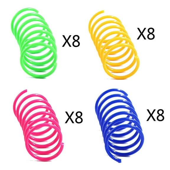 32 Pack Cat Spring Toys for Indoor Cats Interactive Plastic Colorful Coil Springs Pet Exercise Toy(2.1in) for Kittens Bouncy Swatting Chasing Play