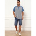 thumbnail image 5 of DARING DIVA Men's Raglan Henley Retro Short Sleeve Button Down T-Shirt L Light Gray, 5 of 7