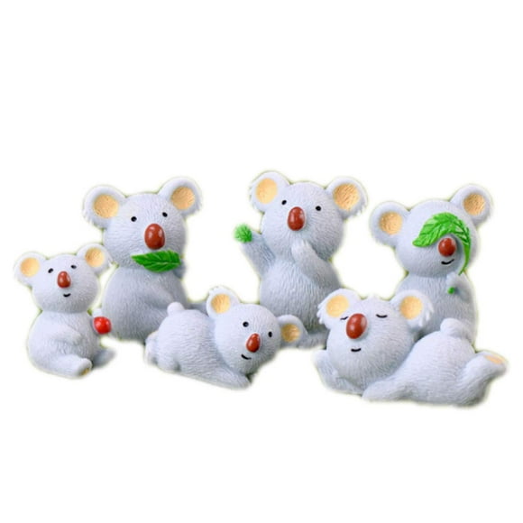 6 Pcs Cute Miniature Koala Bear Figurines Animal Mini Koala Figure Collection Playset, Koala Cake Topper, DIY Dollhouse Decoration Home Garden Micro Landscape Plant Pots Decor