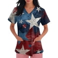 thumbnail image 3 of 250th Anniversary USA Scrub Tops Women American Flag Print Stretch V Neck Scrubs 4th of July Nurse Working Uniforms with Pockets, 3 of 4