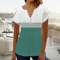 thumbnail image 2 of Delayuji Women's Casual Pleated Round Neck Cardigan Short Sleeve Loose T Shirt Shirt Summer Top Green L Polyester,Spandex Short Sleeve Shirts for Women, 2 of 5