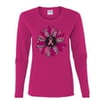 thumbnail image 2 of Wild Bobby Pink Cheetah Print Breast Cancer Carnation Flower Breast Cancer Awareness Women Graphic Long Sleeve Tee, Fuschia, Medium, 2 of 6