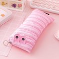 thumbnail image 1 of Estuche con cremallera para lápices con forma de oruga para niños, bonito estuche para guardar útiles escolares, estuche portátil con cremallera para niños, estuche rosa con oruga, 1 of 4