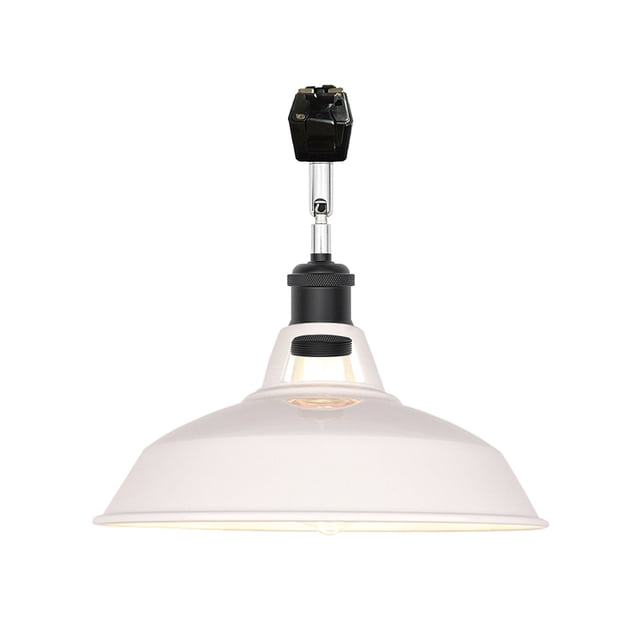 FSLiving J-Type Track Lighting E26 Base Industrial Adjustable Angle Lamp White Metal Shade with Matte Black Socket Track Light Fixture for Slope Ceiling Gimbal,Bulb and Track Not Included - 1 Light