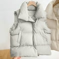 thumbnail image 6 of Fanxing Women Cropped Puffer Vest Sleeveless Down Jackets Warm Winter Stand Collar Gilet Coat Outwear White L, 6 of 6