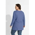 thumbnail image 4 of CASSIE LIZ Plus Size Tops 3X Long Sleeve Fall Womens Shirts Fashion V Neck Blue Tunics Waffle Knit Tee Loose Fit Winter Blouses Casual Slit Hem Pullover 3XL 22W 24W, 4 of 8