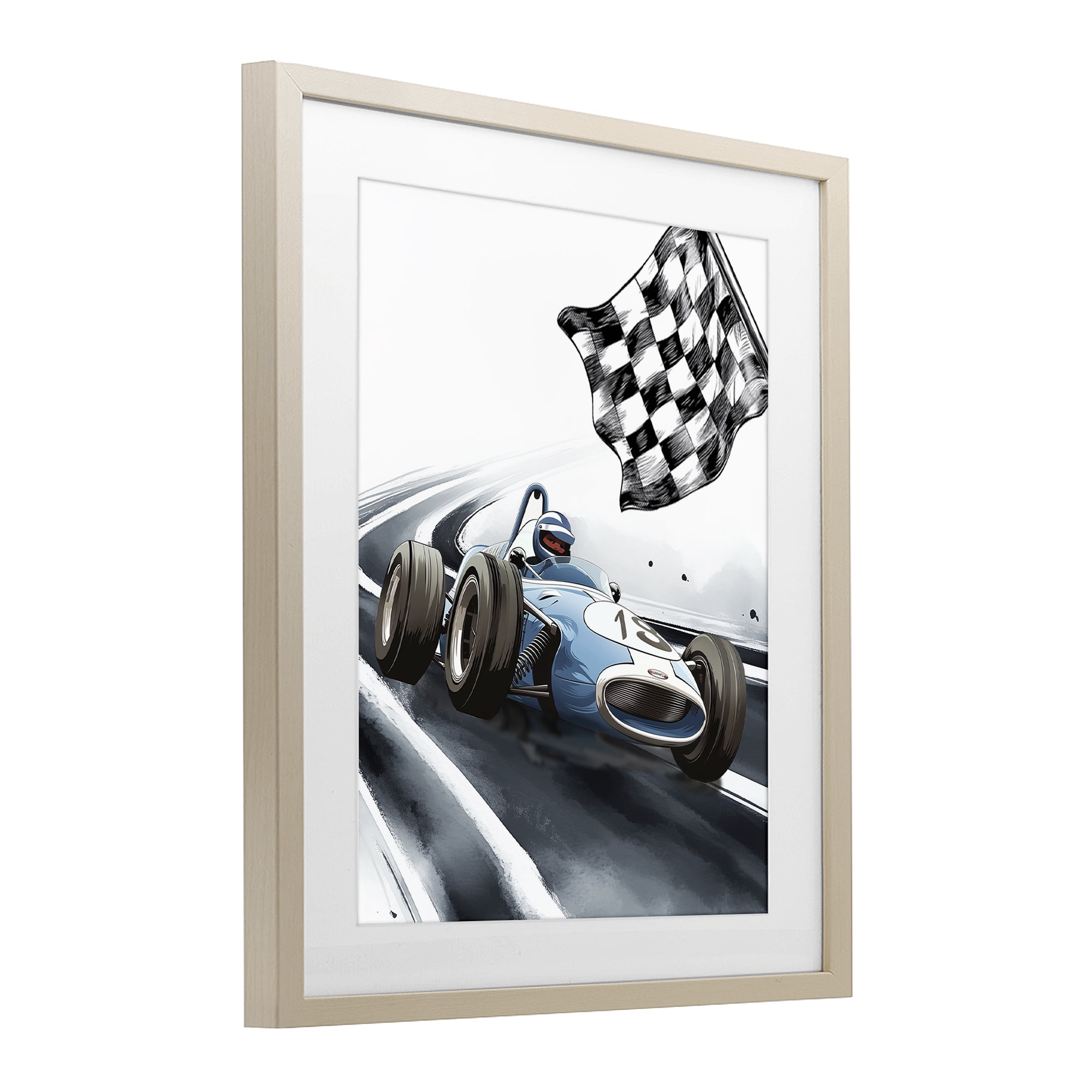 Stupell Industries Dynamic Racecar Driving Birch Framed Print Under Glass, design by Christine Simpson Art