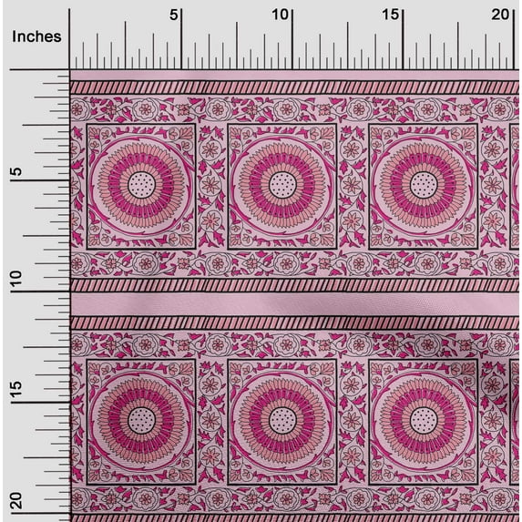 oneOone Polyester Lycra Fabric Leaves & Floral Block Print Fabric BTY 56 Inch Wide
