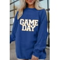 thumbnail image 2 of Women's Dark Blue GAME DAY Glitter Detail Ribbed Drop Shoulder Sweatshirt | [ZhiHiMeRi] | (US 4-6)S, 2 of 6