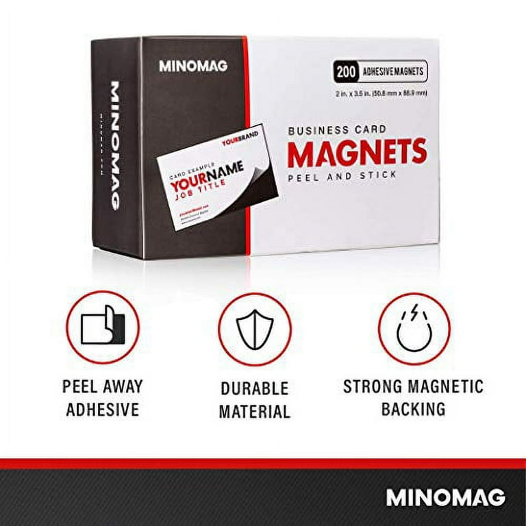 Minomag Business Card Magnets (Box of 200) | Peel and Stick Adhesive  Magnetic Backings, 3.5 inch x 2 inch